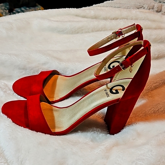 G by Guess Shoes - G By Guess Red Velvet Block Heels Womens size 10